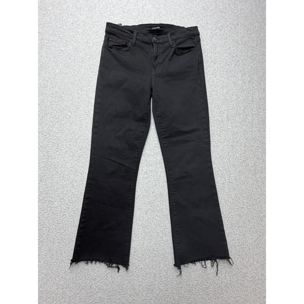 J Brand Selena Bootcut Jeans Womens 27 Black Mid Rise Raw Hem‎ Stretch Denim